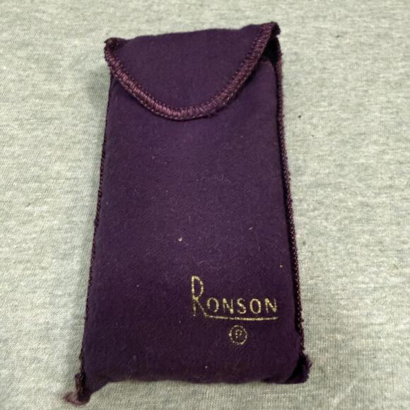 Vintage Ronson Pal Cigarette Case & Lighter Combo Black Purple Flowers Design - Picture 2 of 13